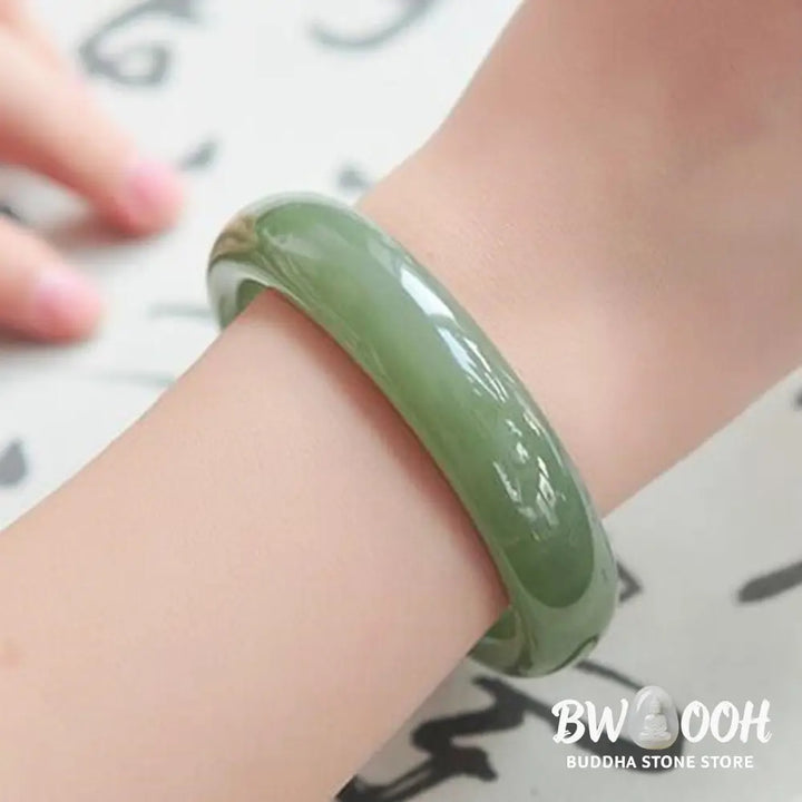 Buddha Stones Jade Abundance Blessing Bangle Bracelet - BWOOOH - Bracelet &amp; Bangle