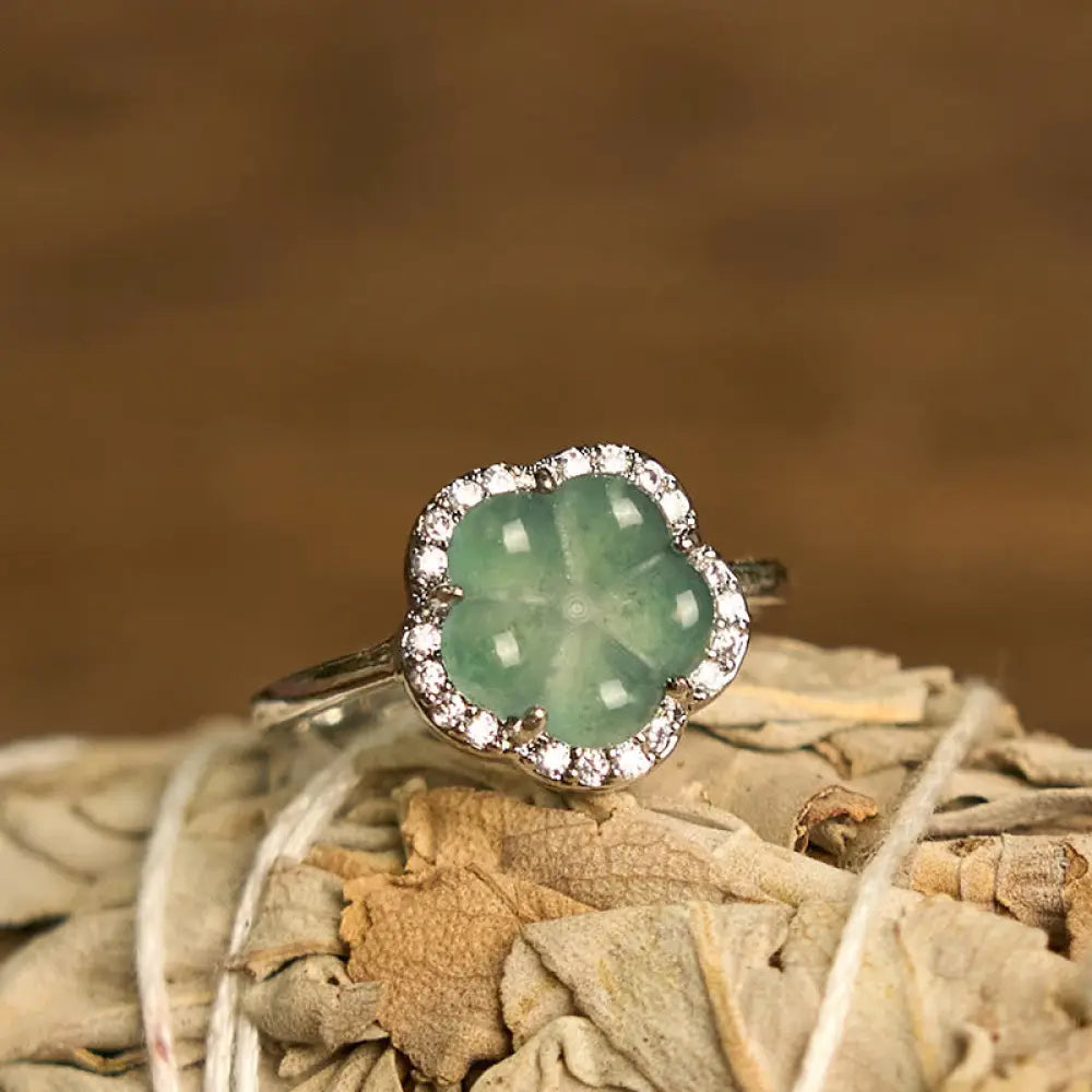 BWOOOH Jade Alloy Flower Ring — Jade jade bracelet for spiritual healing and mindful living