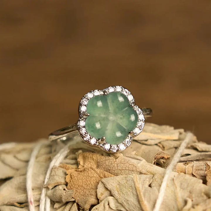 BWOOOH Jade Alloy Flower Ring — Jade jade bracelet for spiritual healing and mindful living