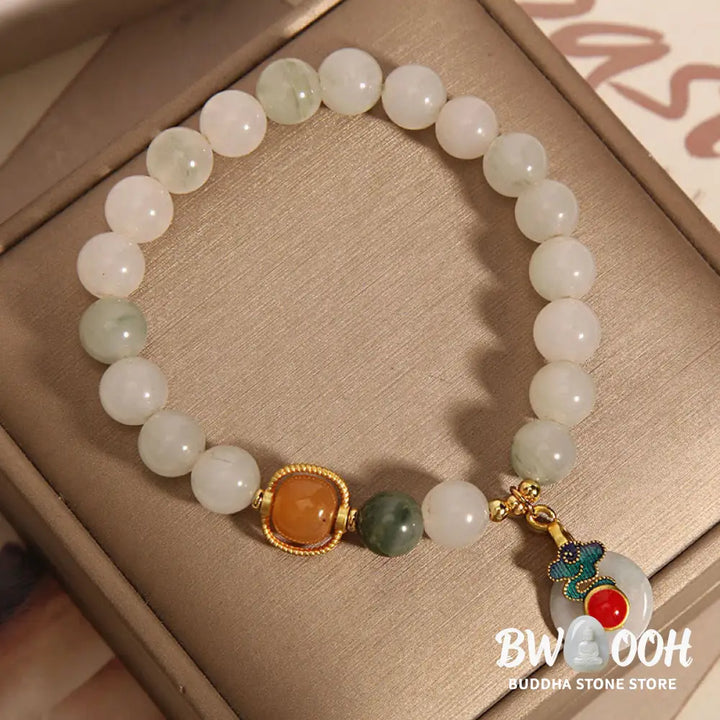 Buddha Stones Jade Auspicious Clouds Red Agate Citrine Prosperity Bracelet - BWOOOH - Jade Auspicious Cloud(Wrist