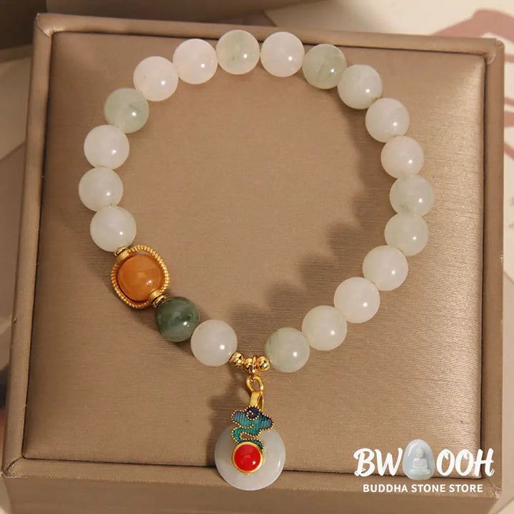 Buddha Stones Jade Auspicious Clouds Red Agate Citrine Prosperity Bracelet - BWOOOH - Jade Auspicious Cloud(Wrist