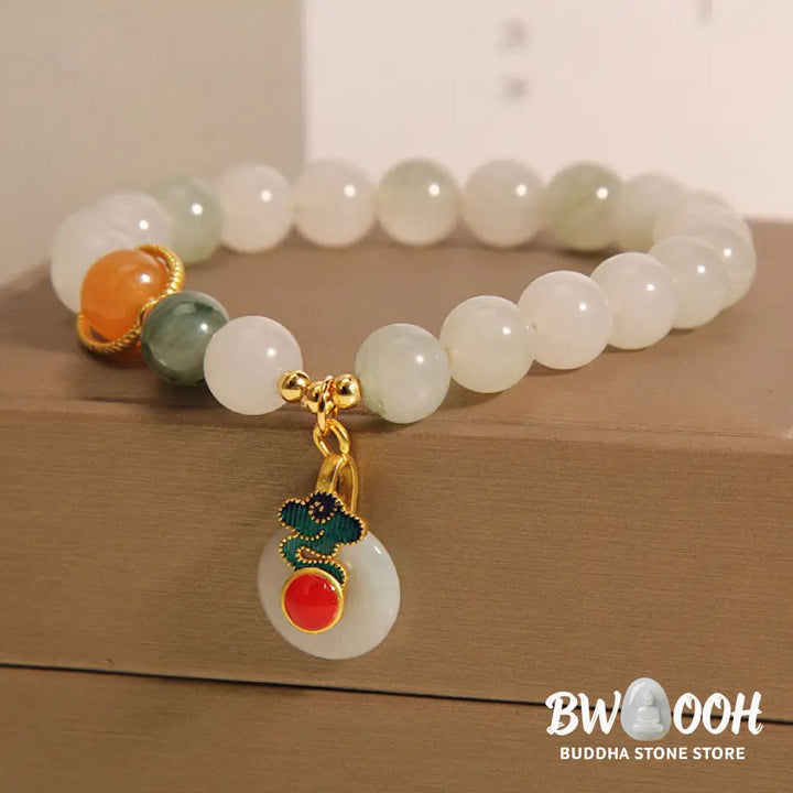 Buddha Stones Jade Auspicious Clouds Red Agate Citrine Prosperity Bracelet - BWOOOH - Jade Auspicious Cloud(Wrist
