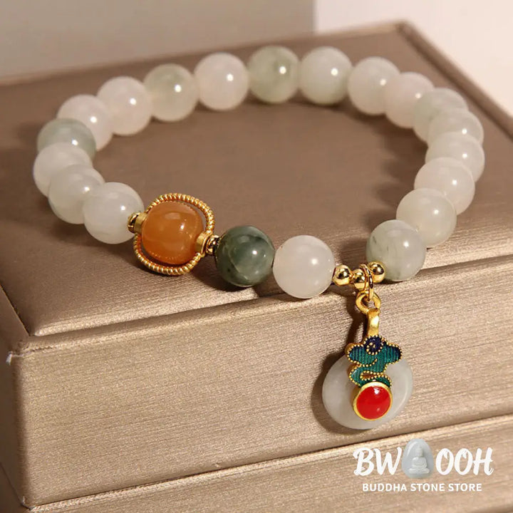 Buddha Stones Jade Auspicious Clouds Red Agate Citrine Prosperity Bracelet - BWOOOH - Jade Auspicious Cloud(Wrist
