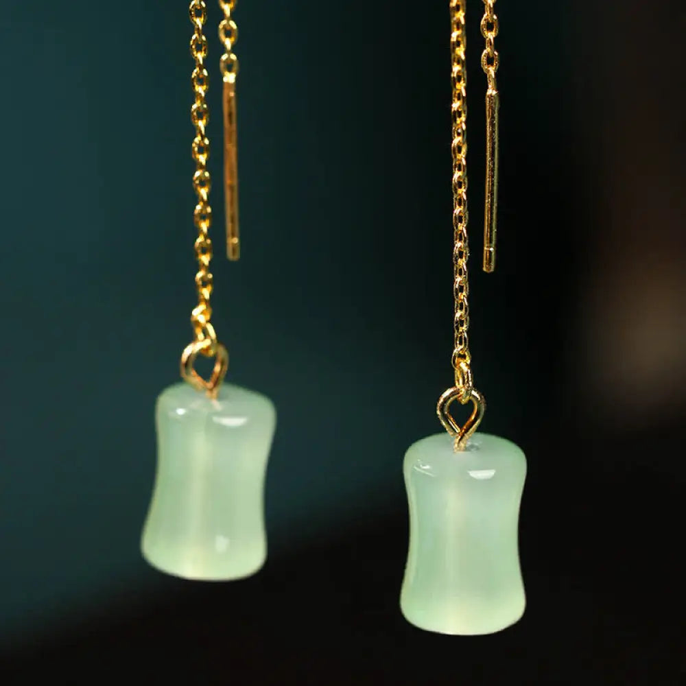 BWOOOH Jade Bamboo Pattern Luck Drop Earrings — Jade jade bracelet for spiritual healing and mindful living