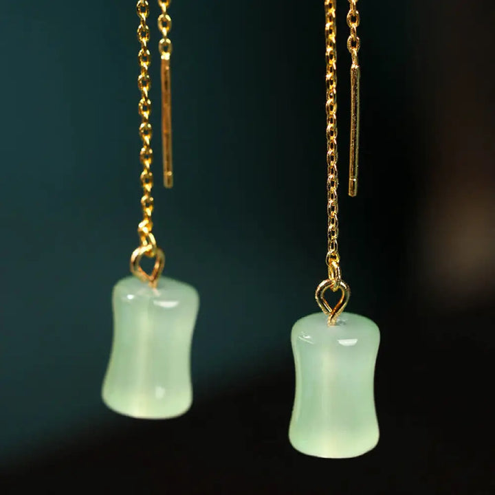 BWOOOH Jade Bamboo Pattern Luck Drop Earrings — Jade jade bracelet for spiritual healing and mindful living