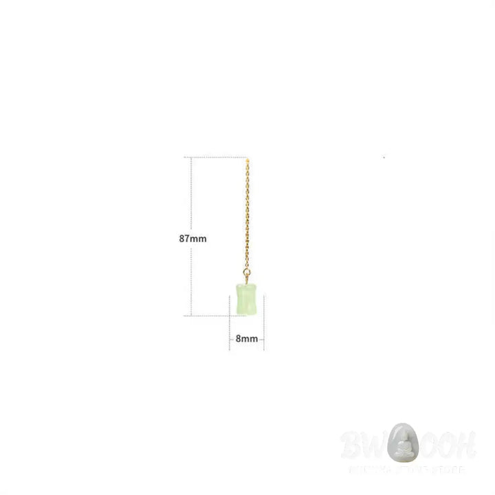 Buddha Stones Jade Bamboo Pattern Luck Drop Earrings - Jade - Earrings