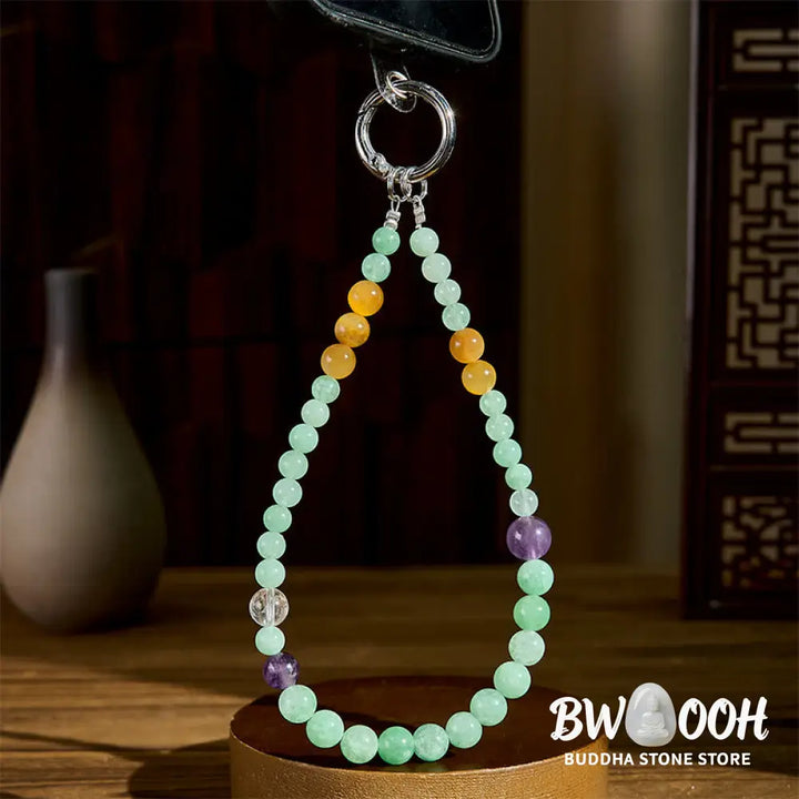 Buddha Stones Jade Beaded Prosperity Key Chain Phone Hanging Decoration - Jade(Abundance ♥ Luck) - Key Chain&amp;Phone