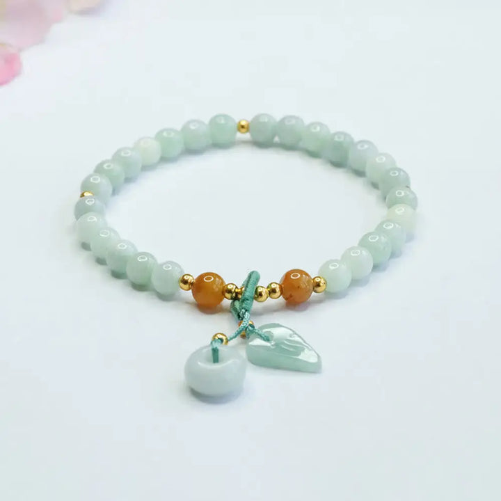 BWOOOH Jade Beads Leaf Peace Buckle Prosperity Bracelet — Jade jade bracelet for spiritual healing and mindful living