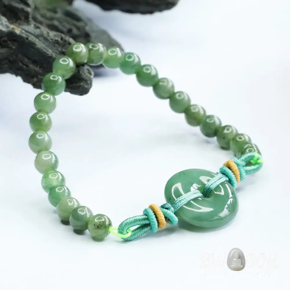 Buddha Stones Jade Beads Peace Buckle Prosperity Bracelet - BWOOOH - Jade(Wrist circumference: 15-16cm) - Bracelet