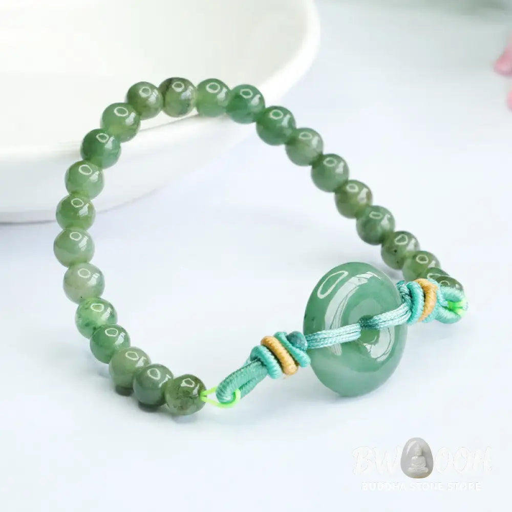 Buddha Stones Jade Beads Peace Buckle Prosperity Bracelet - BWOOOH - Jade(Wrist circumference: 15-16cm) - Bracelet