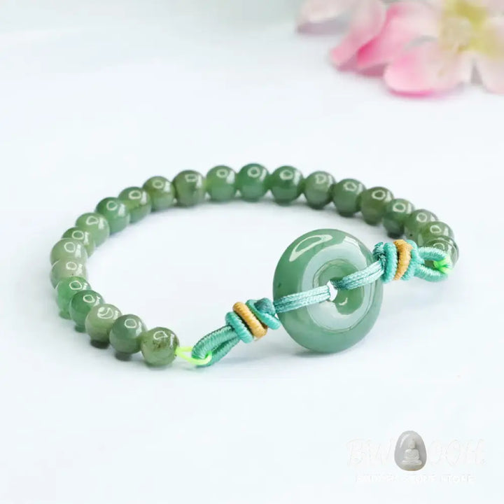 Buddha Stones Jade Beads Peace Buckle Prosperity Bracelet - BWOOOH - Jade(Wrist circumference: 15-16cm) - Bracelet