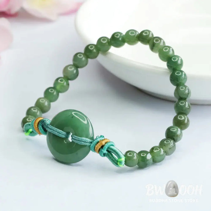 Buddha Stones Jade Beads Peace Buckle Prosperity Bracelet - BWOOOH - Jade(Wrist circumference: 15-16cm) - Bracelet