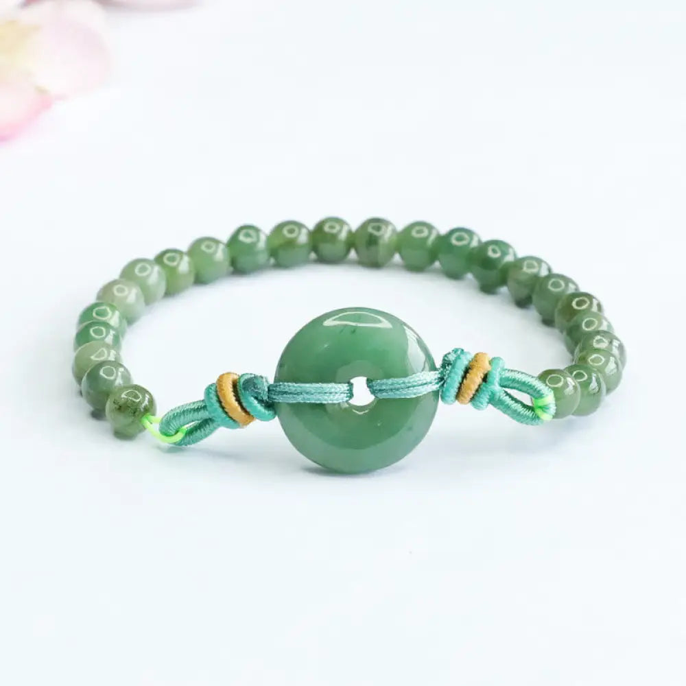 BWOOOH Jade Beads Peace Buckle Prosperity Bracelet — Jade jade bracelet for spiritual healing and mindful living