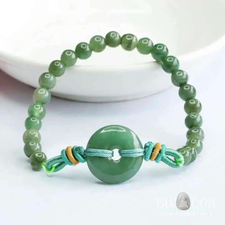 Buddha Stones Jade Beads Peace Buckle Prosperity Bracelet - BWOOOH - Jade(Wrist circumference: 15-16cm) - Bracelet
