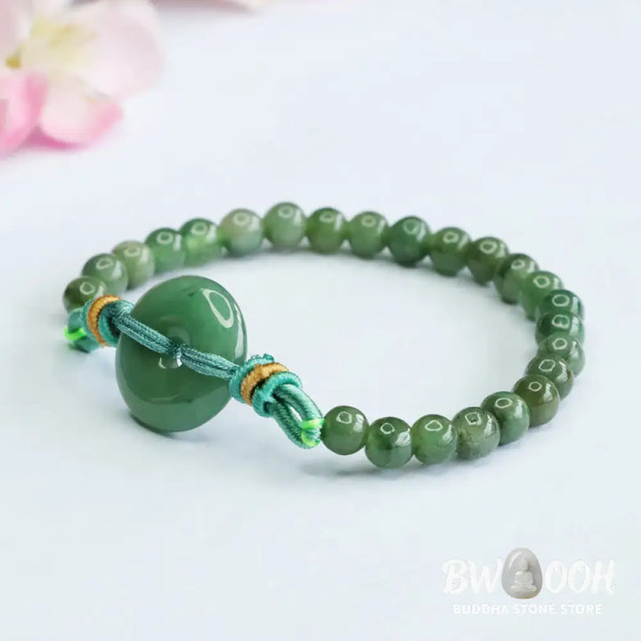 Buddha Stones Jade Beads Peace Buckle Prosperity Bracelet - BWOOOH - Jade(Wrist circumference: 15-16cm) - Bracelet