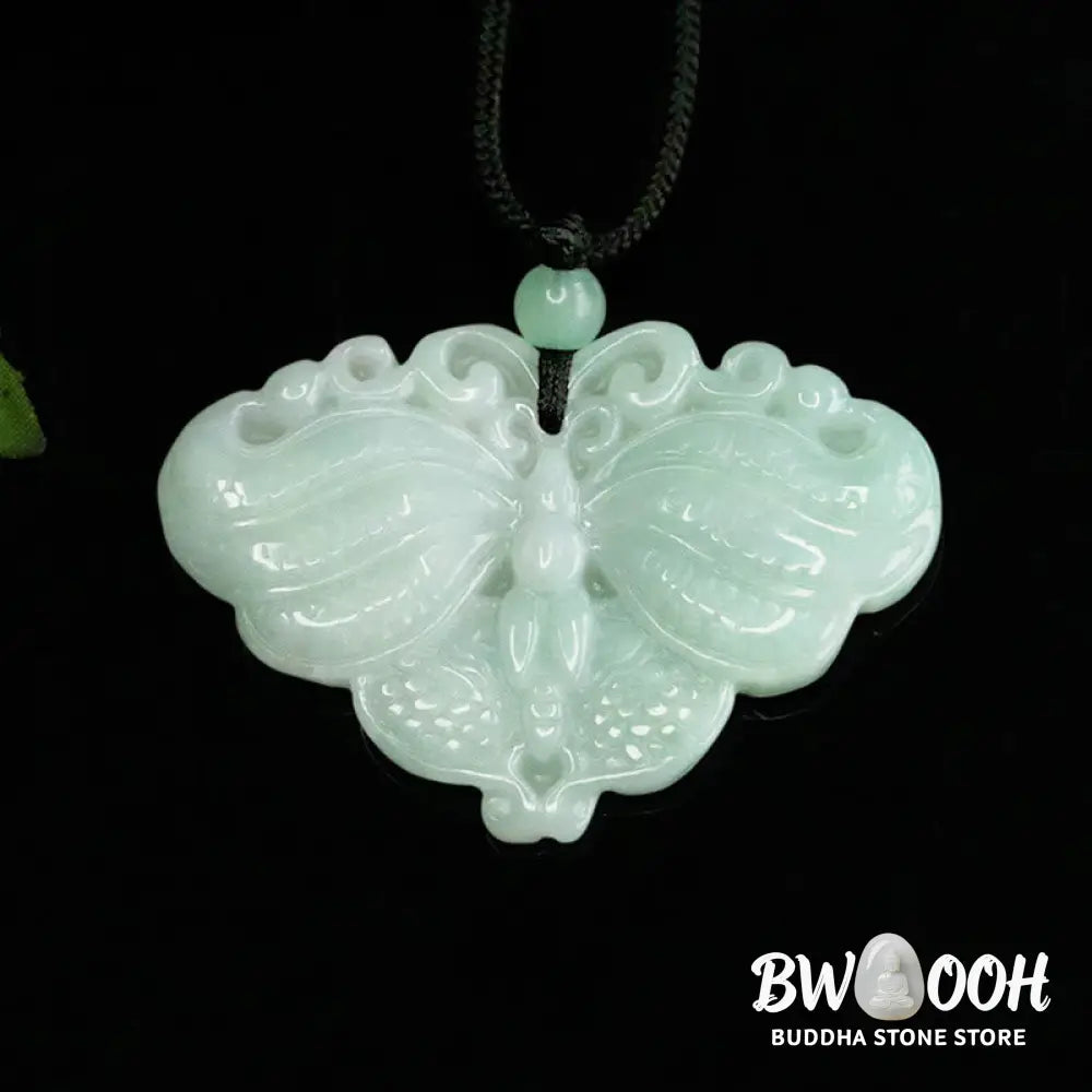 Buddha Stones Jade Butterfly Prosperity Necklace Pendant - BWOOOH - Jade Butterfly - Necklaces &amp; Pendants