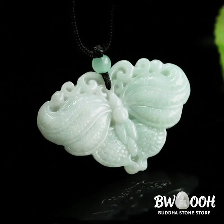 Buddha Stones Jade Butterfly Prosperity Necklace Pendant - BWOOOH - Jade Butterfly - Necklaces &amp; Pendants