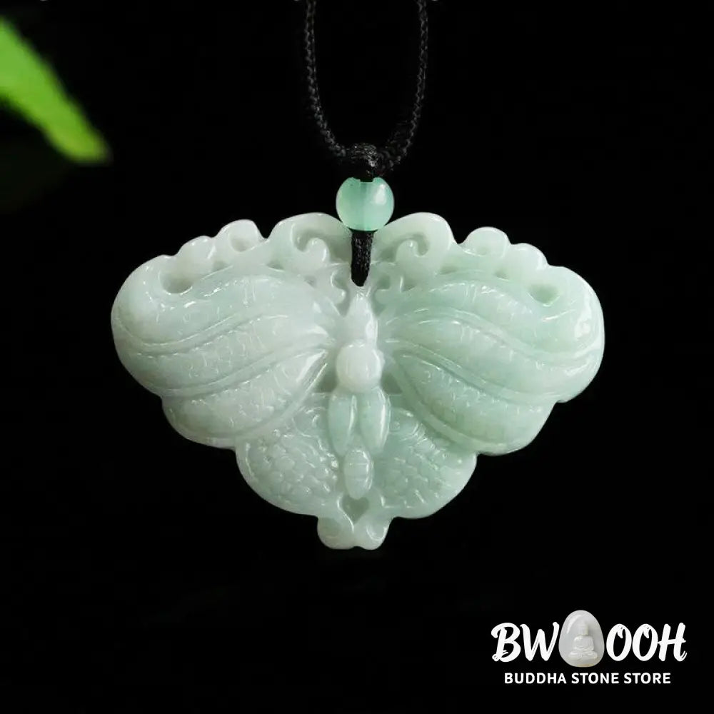 Buddha Stones Jade Butterfly Prosperity Necklace Pendant - BWOOOH - Jade Butterfly - Necklaces &amp; Pendants