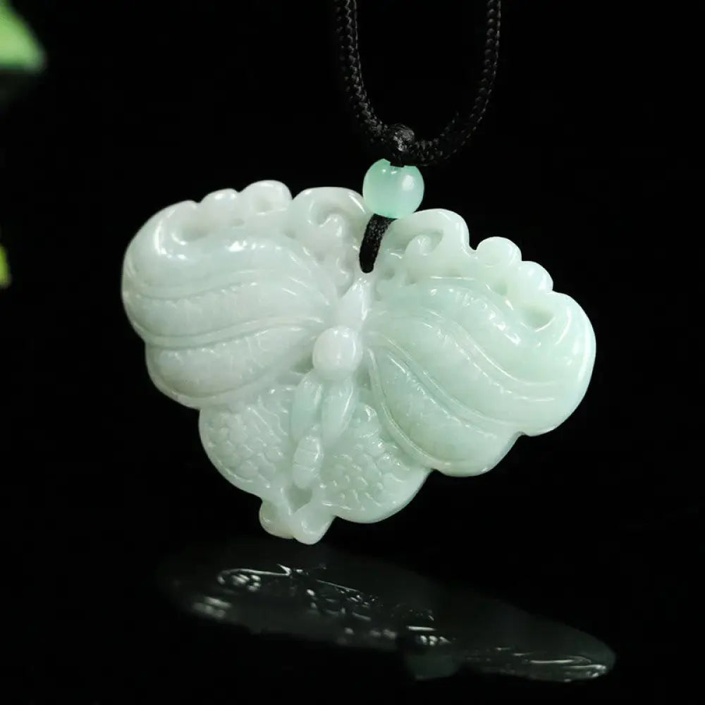 Buddha Stones Jade Butterfly Prosperity Necklace Pendant - BWOOOH - Jade Butterfly - Necklaces & Pendants