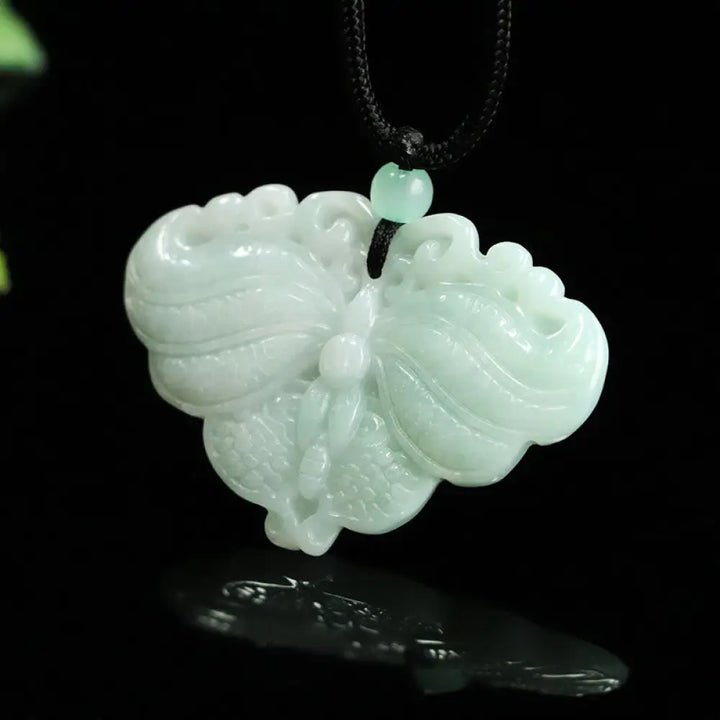 Buddha Stones Jade Butterfly Prosperity Necklace Pendant - BWOOOH - Jade Butterfly - Necklaces &amp; Pendants