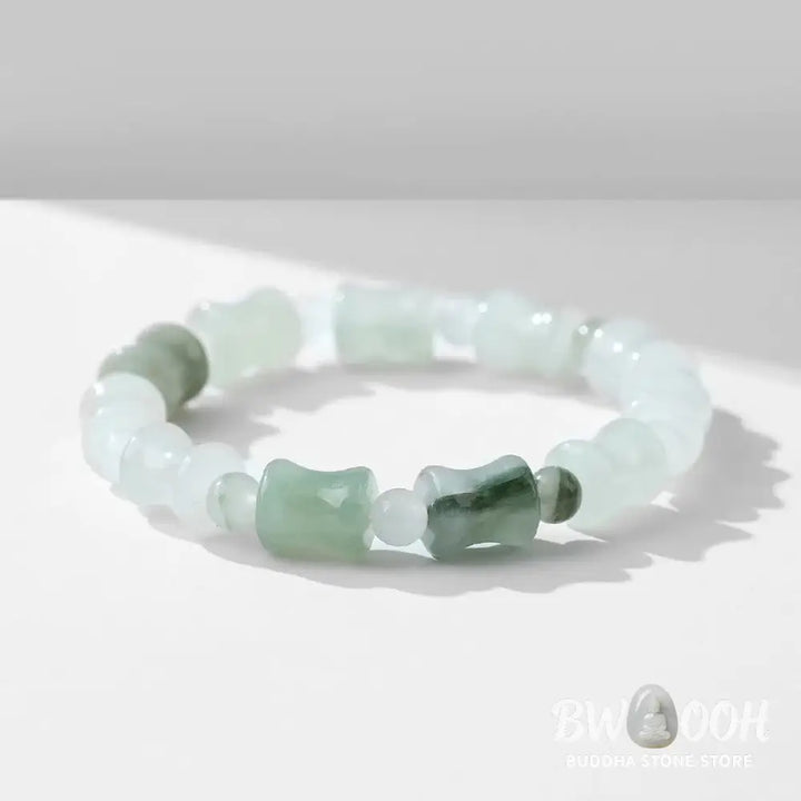 Buddha Stones Jade Coconut Shell Bamboo Pattern Abundance Luck Bracelet - BWOOOH - Bracelet