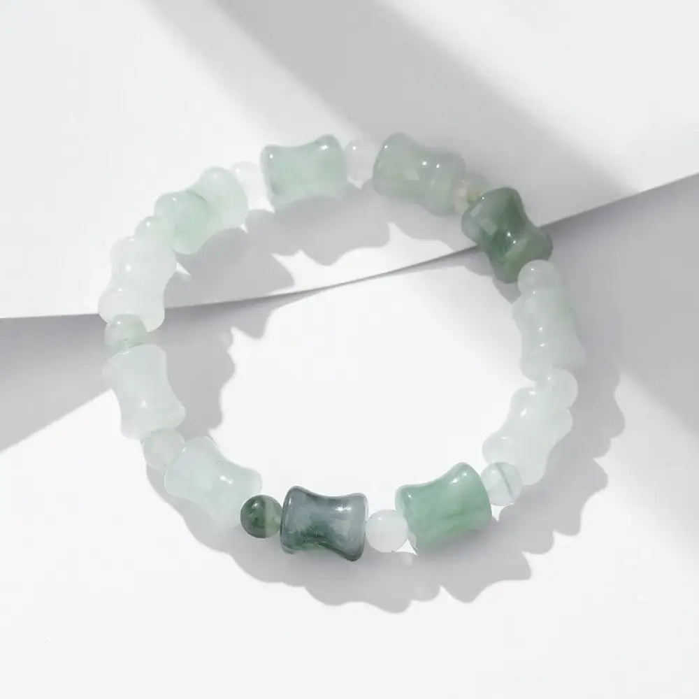 Buddha Stones Jade Coconut Shell Bamboo Pattern Abundance Luck Bracelet - BWOOOH - Jade - Bracelet