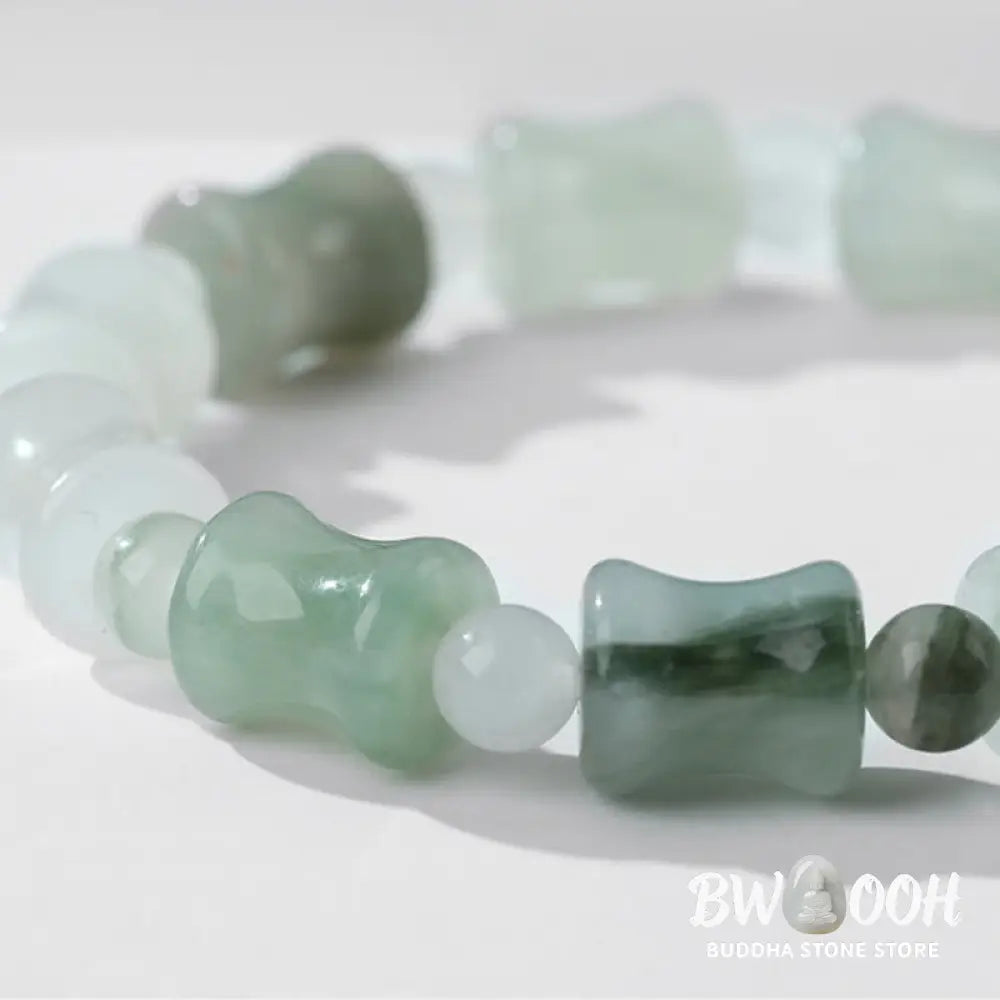Buddha Stones Jade Coconut Shell Bamboo Pattern Abundance Luck Bracelet - BWOOOH - Bracelet