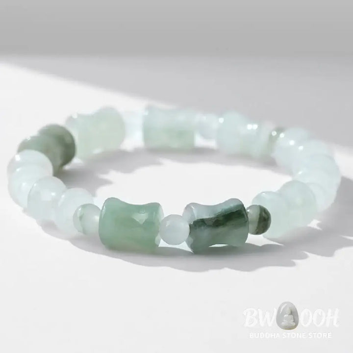 Buddha Stones Jade Coconut Shell Bamboo Pattern Abundance Luck Bracelet - BWOOOH - Bracelet