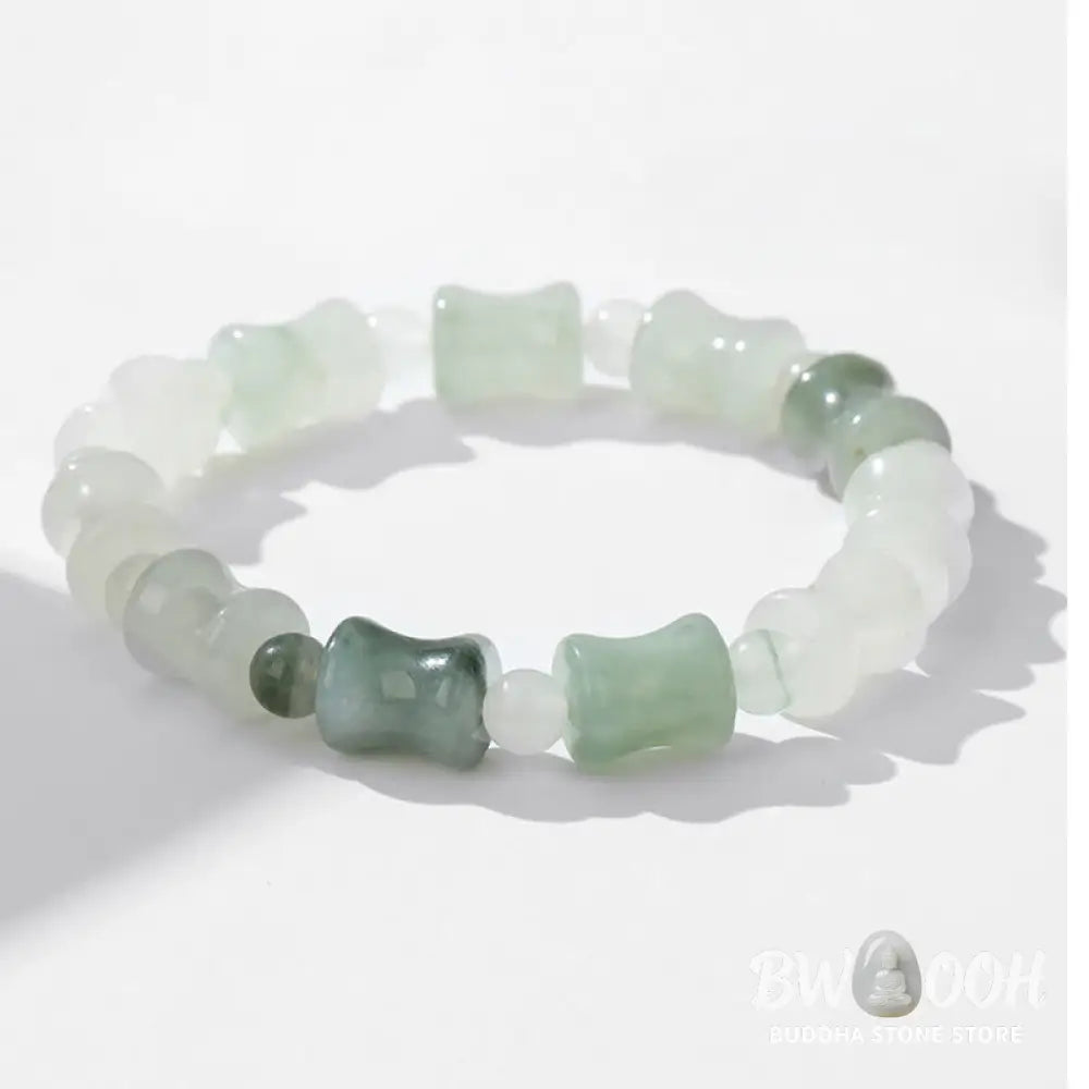 Buddha Stones Jade Coconut Shell Bamboo Pattern Abundance Luck Bracelet - BWOOOH - Bracelet