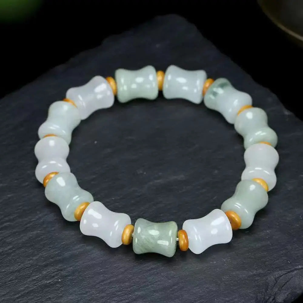 BWOOOH Jade Coconut Shell Bamboo Pattern Abundance Luck Bracelet - BWOOOH - Jade&Coconut Shell - Bracelet