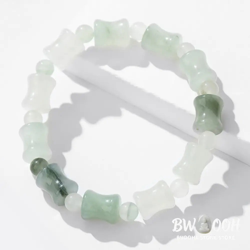 Buddha Stones Jade Coconut Shell Bamboo Pattern Abundance Luck Bracelet - BWOOOH - Bracelet