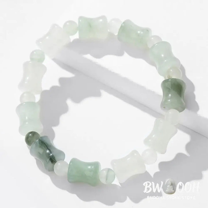 Buddha Stones Jade Coconut Shell Bamboo Pattern Abundance Luck Bracelet - BWOOOH - Bracelet