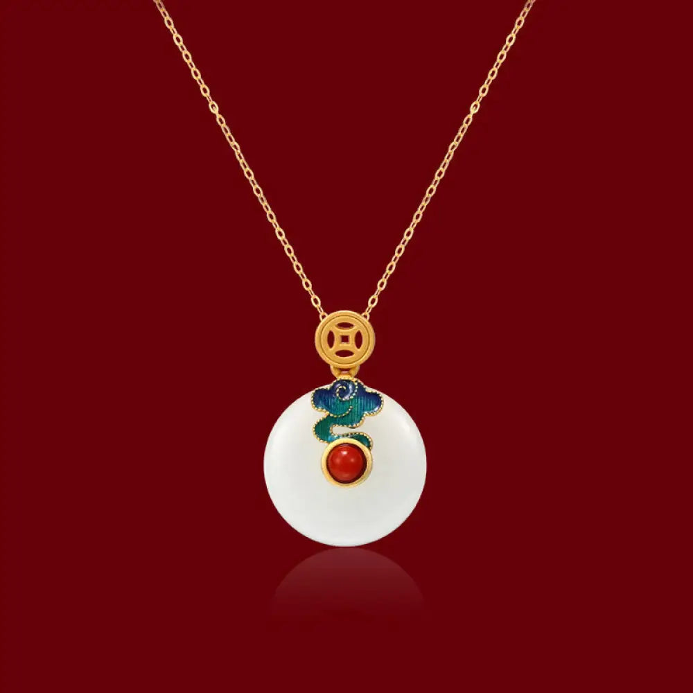 Buddha Stones Jade Copper Coins Auspicious Clouds Prosperity Necklace Pendant Bracelet Ring Earrings - BWOOOH