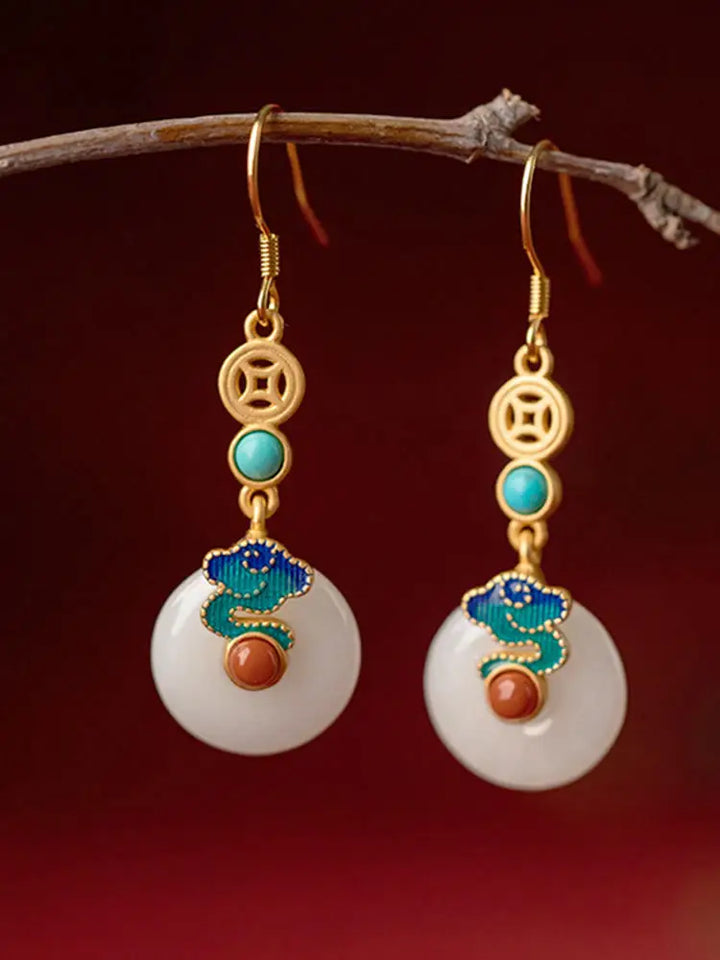 Buddha Stones Jade Copper Coins Auspicious Clouds Prosperity Necklace Pendant Bracelet Ring Earrings - BWOOOH