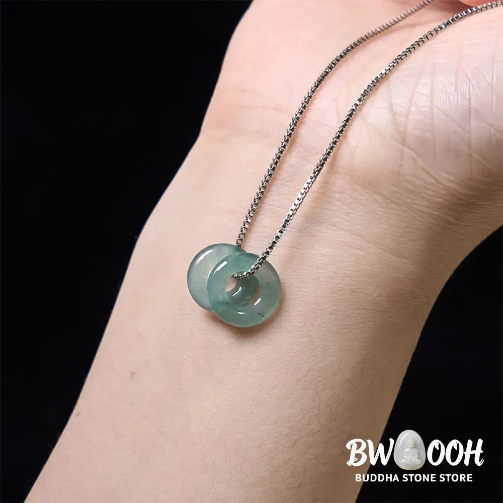 Buddha Stones Jade Double Peace Buckle Prosperity Necklace Pendant - BWOOOH - Necklaces &amp; Pendants