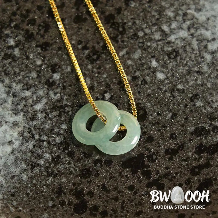 Buddha Stones Jade Double Peace Buckle Prosperity Necklace Pendant - BWOOOH - Necklaces &amp; Pendants