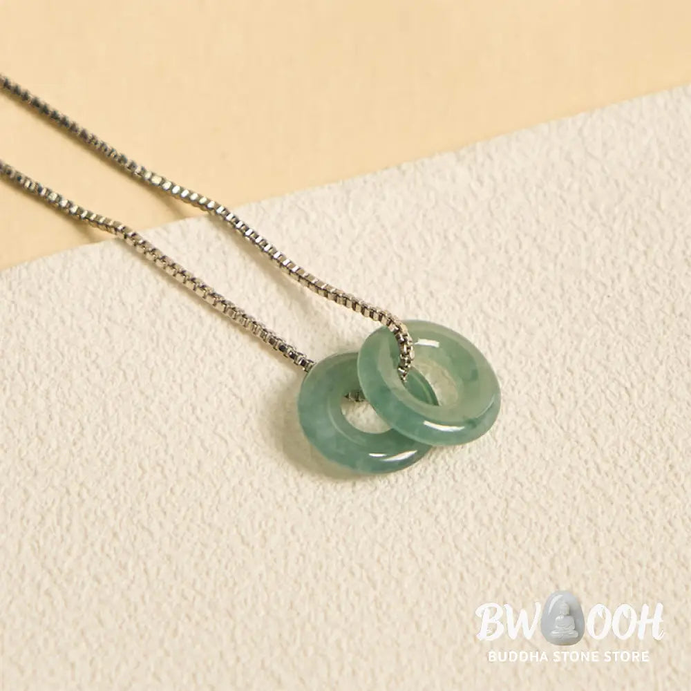 Buddha Stones Jade Double Peace Buckle Prosperity Necklace Pendant - BWOOOH - Necklaces &amp; Pendants