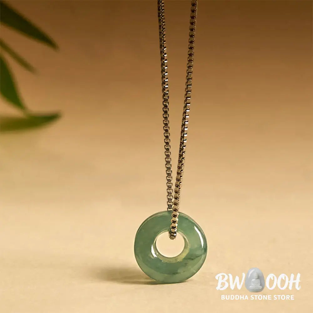 Buddha Stones Jade Double Peace Buckle Prosperity Necklace Pendant - BWOOOH - Necklaces &amp; Pendants