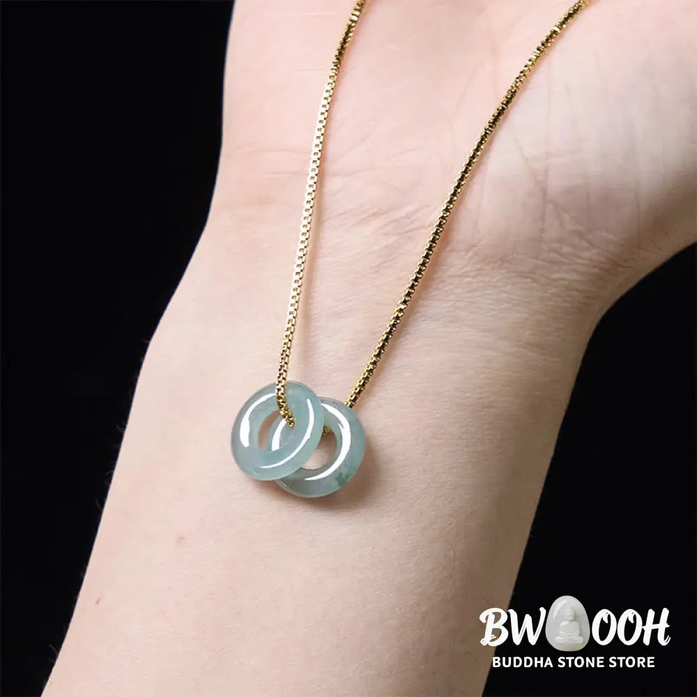 Buddha Stones Jade Double Peace Buckle Prosperity Necklace Pendant - BWOOOH - Necklaces &amp; Pendants