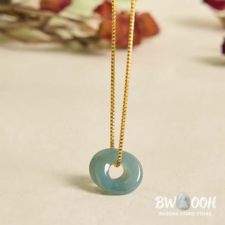 Buddha Stones Jade Double Peace Buckle Prosperity Necklace Pendant - BWOOOH - Necklaces &amp; Pendants