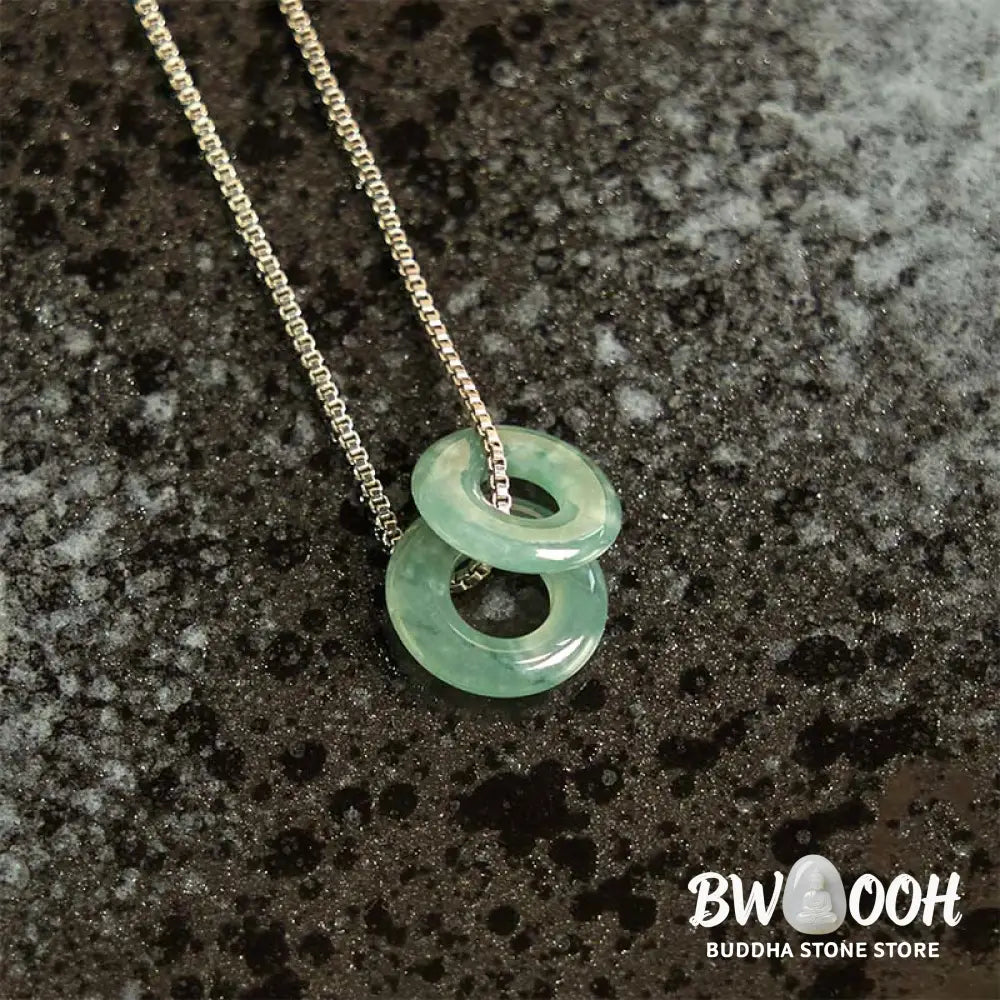 Buddha Stones Jade Double Peace Buckle Prosperity Necklace Pendant - BWOOOH - Necklaces &amp; Pendants