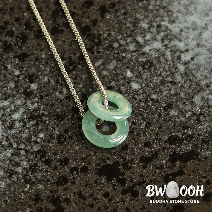 Buddha Stones Jade Double Peace Buckle Prosperity Necklace Pendant - BWOOOH - Necklaces &amp; Pendants