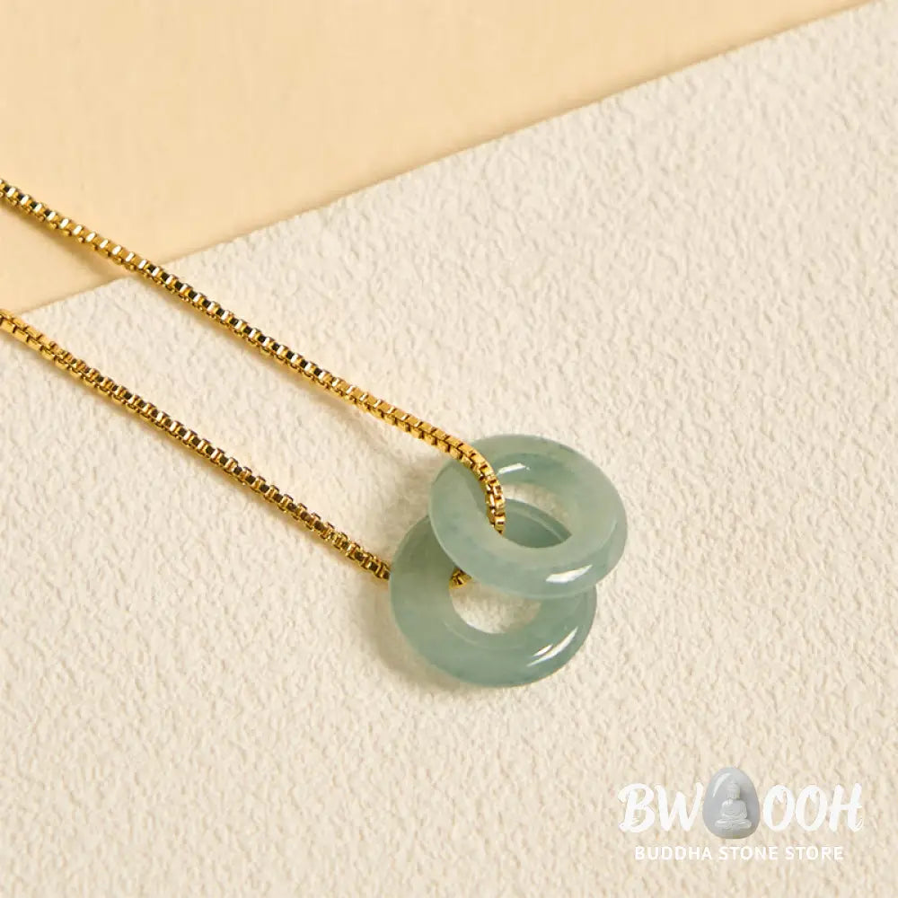 Buddha Stones Jade Double Peace Buckle Prosperity Necklace Pendant - BWOOOH - Necklaces &amp; Pendants