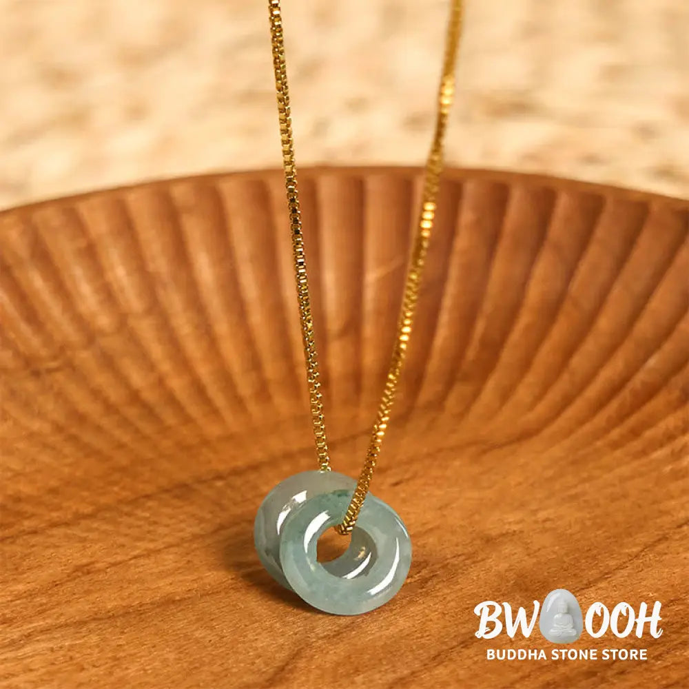 Buddha Stones Jade Double Peace Buckle Prosperity Necklace Pendant - BWOOOH - Necklaces &amp; Pendants