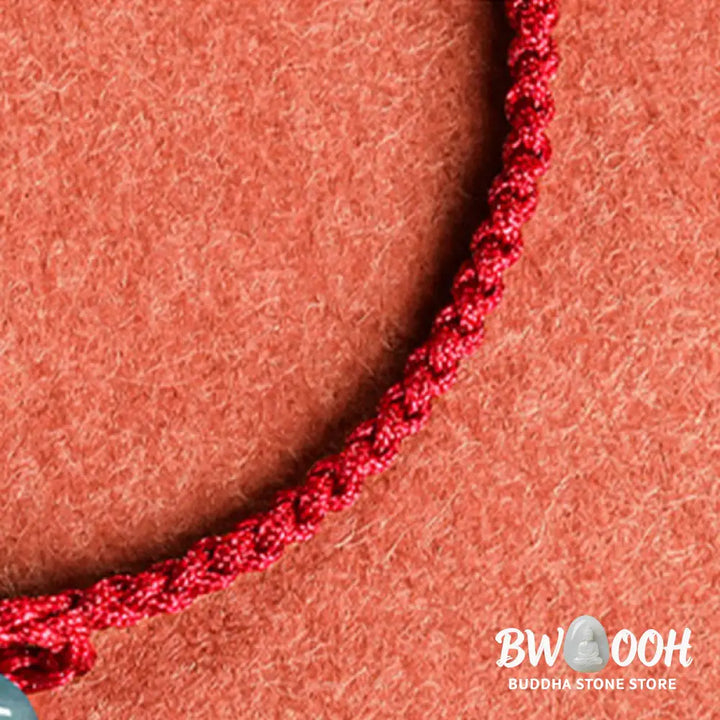 Buddha Stones Jade Flower Luck Copper Coin Red String Bracelet - Jade(Wrist Circumference:13-19cm) - Bracelet