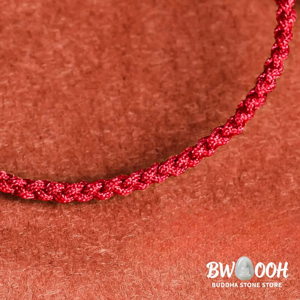 Buddha Stones Jade Flower Luck Copper Coin Red String Bracelet - Jade(Wrist Circumference:13-19cm) - Bracelet