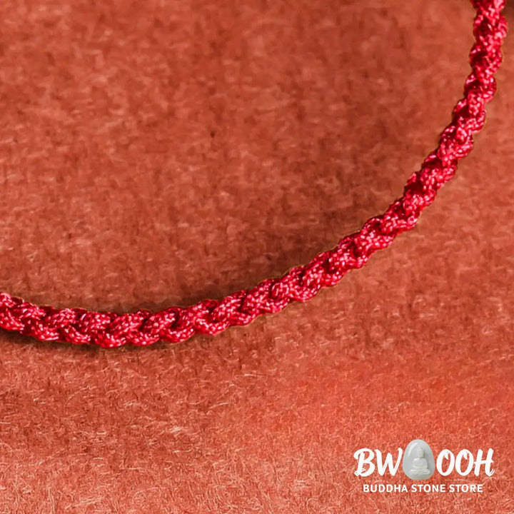 Buddha Stones Jade Flower Luck Copper Coin Red String Bracelet - Jade(Wrist Circumference:13-19cm) - Bracelet