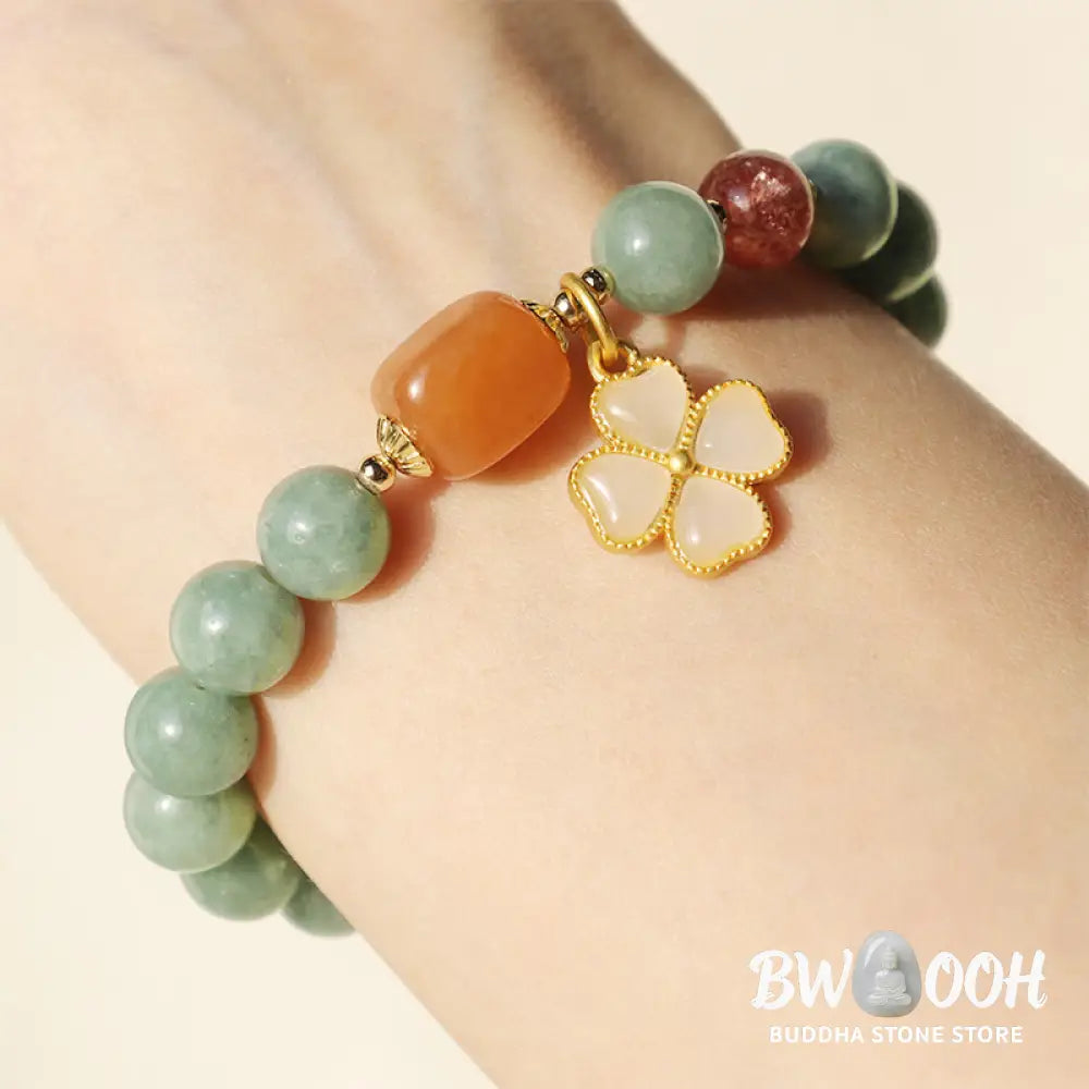 Buddha Stones Jade Four Leaf Clover Charm Prosperity Bracelet - BWOOOH - Jade(Prosperity♥Abundance) - Bracelet