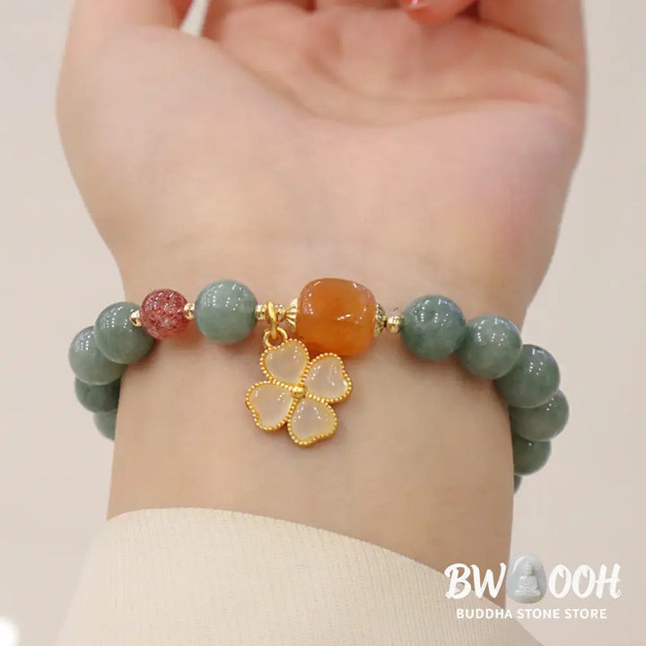 Buddha Stones Jade Four Leaf Clover Charm Prosperity Bracelet - BWOOOH - Jade(Prosperity♥Abundance) - Bracelet