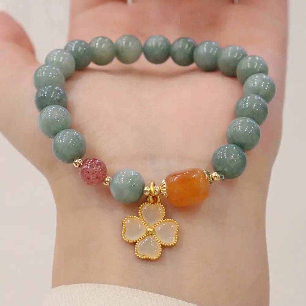 Buddha Stones Jade Four Leaf Clover Charm Prosperity Bracelet - BWOOOH - Jade(Prosperity♥Abundance) - Bracelet